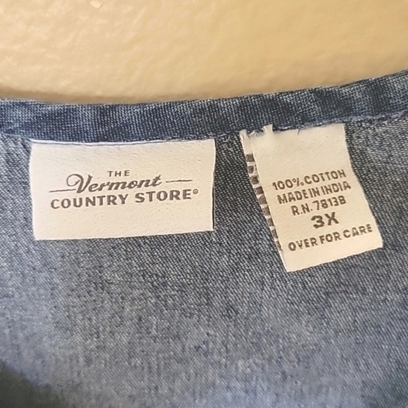 The Vermont Country Store Chambray Denim Split Neck Top - Size 3X - Picture 5 of 5